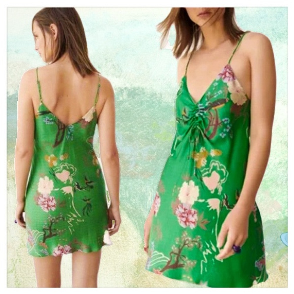 Zara Green Floral Mini Dress